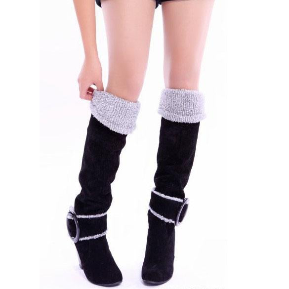 Suede Round Toe Curled Edge Hasp Knee-Length Boots