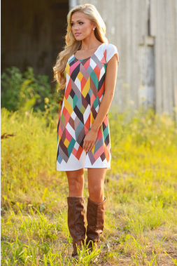 Bright Print Multi Color Short Sleeve Short Dress - Meet Yours Fashion - 2