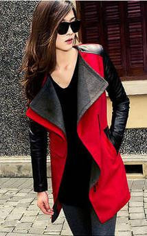 Lapel Casual Patchwork Slim Mid-length Woolen Coat - May Your Fashion - 5
