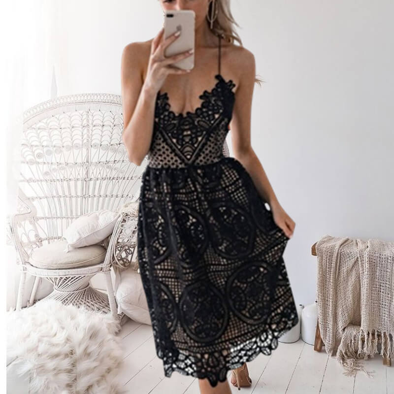 Sling Lace Hollow Out Dress