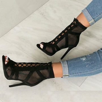 Peep Toe Ankle Strap Hollow Out High Heels