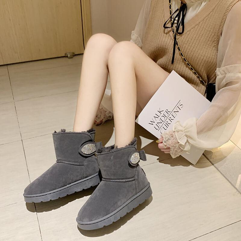 Rhinestone Flat Suede Like Uggs Ankle Boots