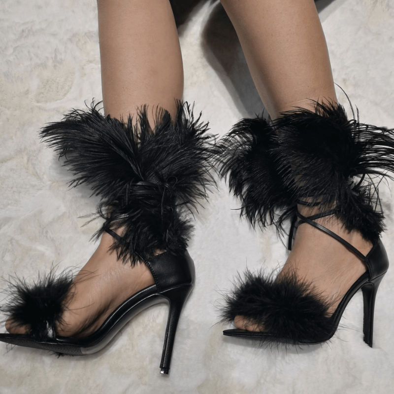 Stiletto High Heel Fur Party Sandals
