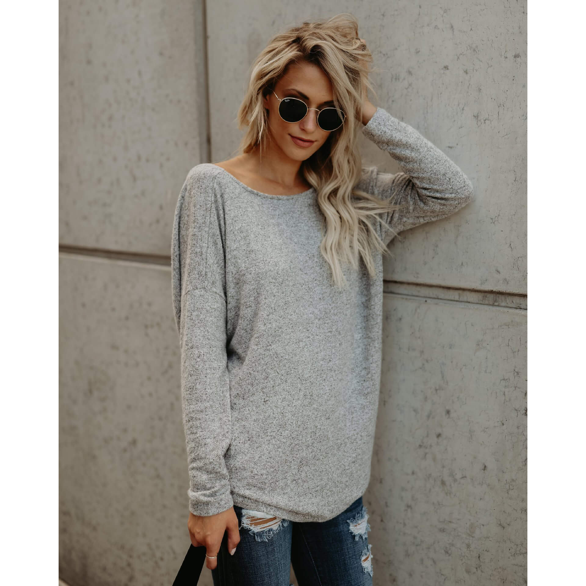 Backless Loose Long Sleeves T-shirt