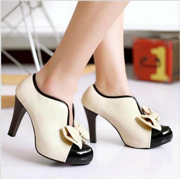 Adorable Bow Design High Heel Shoes in Beige - MeetYoursFashion - 2